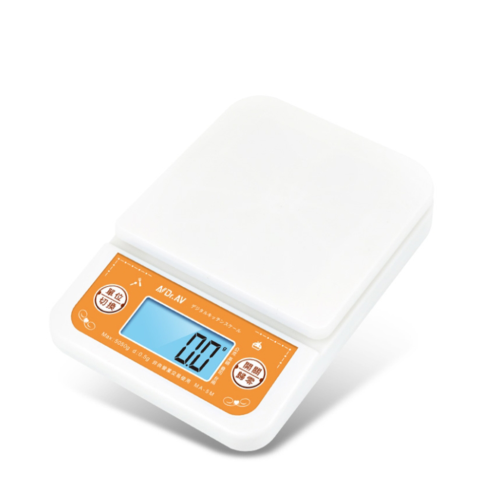【Dr.AV 聖岡科技】MA-5M日式0.5g大秤盤電子秤3g~5.05kg(廚房秤 電子秤 料理 大秤盤) - 全聯全電商