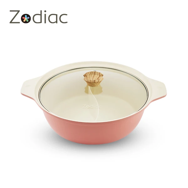 【Zodiac】30cm鑄造不沾鴛鴦火鍋玫瑰粉(ZPB-MD3003RP)
