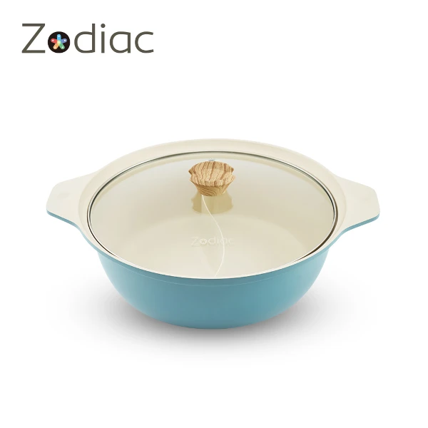 【Zodiac】30cm鑄造不沾鴛鴦火鍋土耳其藍(ZPB-MD3003B)