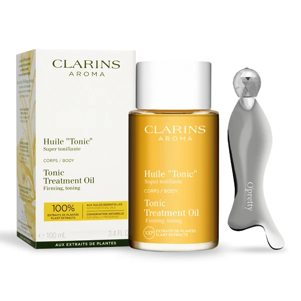 【CLARINS 克蘭詩】身體調和按摩組[護理油100ml+紓壓按摩器](航空版)