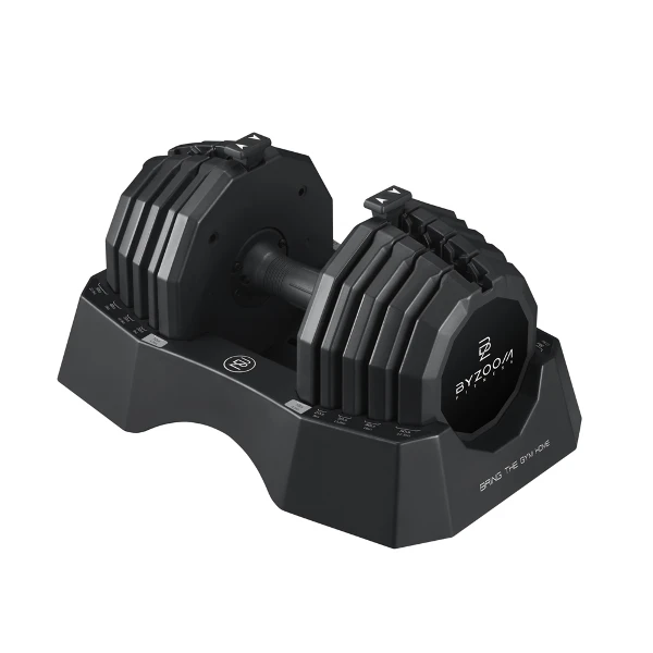 【Byzoom Fitness】Classic Series 22.6kg (50LB) 5段重量 可調式啞鈴(黑)(單支+底盤)