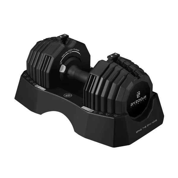 【Byzoom Fitness】Classic Series 25kg (55LB) 15段重量 可調式啞鈴(黑)(單支+底盤)