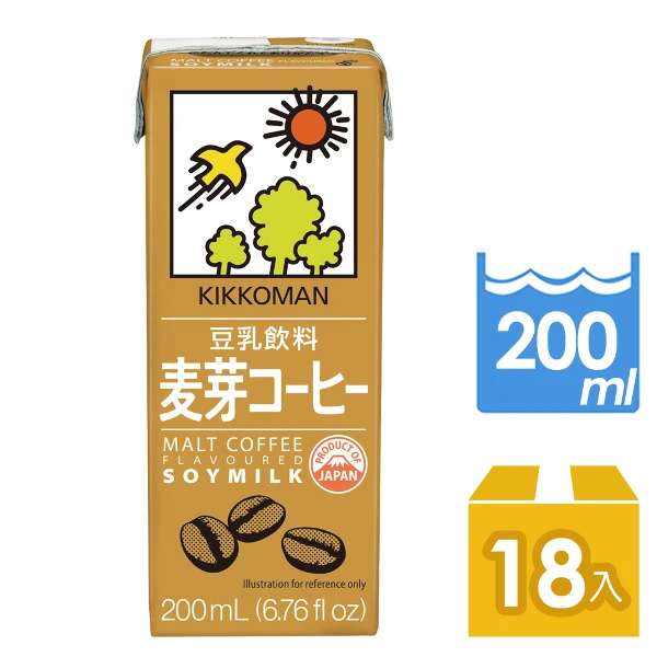 【龜甲萬】龜甲萬豆乳-麥芽咖啡風味(200mlx18入/箱)