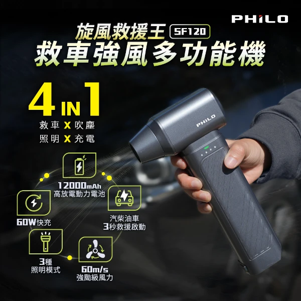 【PHILO 飛樂】旋風救援王 救車強風多功能機(SF120)