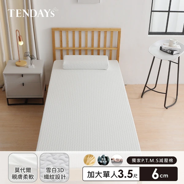 【TENDAYS】舒眠柔睡記憶薄墊3.5尺加大單人(6cm厚 雙面睡薄床墊)