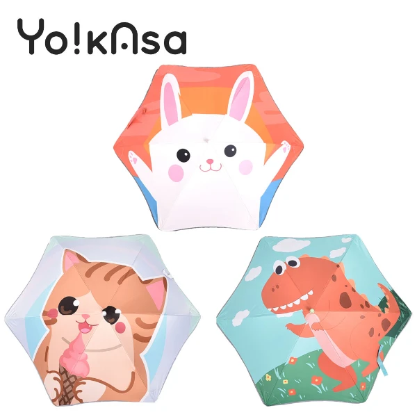【Yo!kAsa】繽紛可愛兒童卡通傘防曬黑膠晴雨兩用(三款任選)