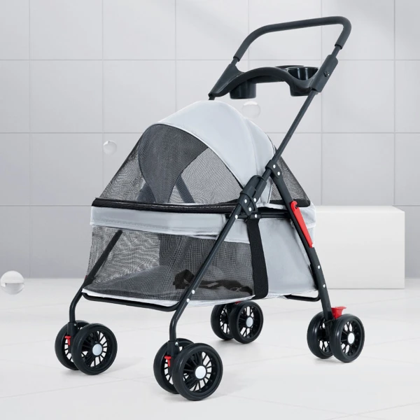 【貓の生活工坊】寵物推車 W01 灰色 折疊推車 貓推車 狗推車 不可分離(W02 灰色款)