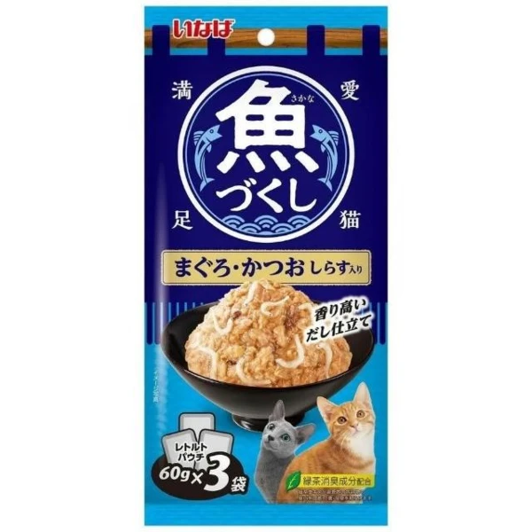 【CIAO】貓用餐包滿魚盛宴鮪魚&鰹魚&吻仔魚(60g*3入)