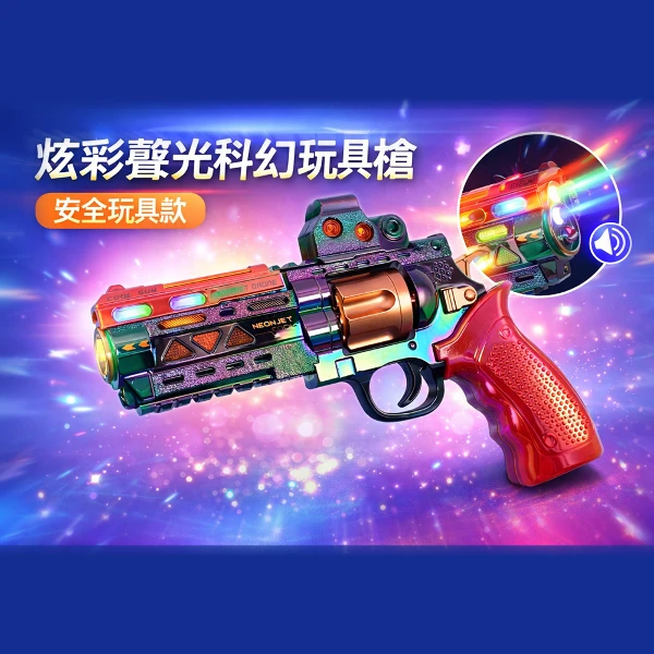 科幻炫彩聲光噴霧玩具槍 非發射型 顏色隨機 兒童玩具槍(1入)
