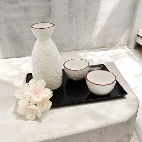 【100LIFEJAPAN】日本shinacasa-立體浮雕櫻花清酒杯清酒瓶200ml(1入)(0)