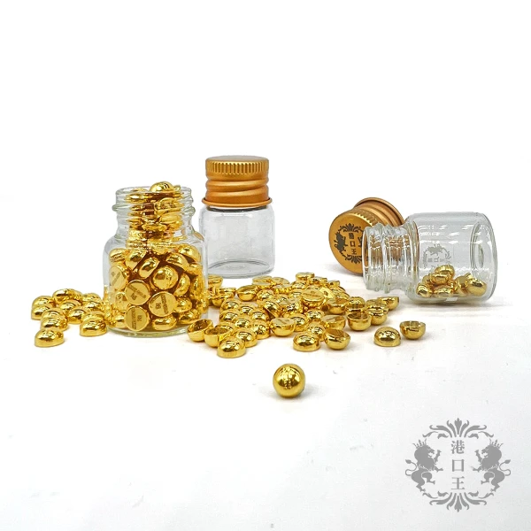 【港口王】純金小金豆1錢(贈玻璃小金瓶)
