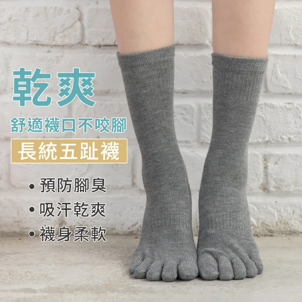 【Peilou】純色五指襪 長統五趾襪-台灣製(6入組)