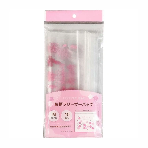 【100LIFEJAPAN】浪漫櫻花-食品冷凍保存袋M-10入(200ml)
