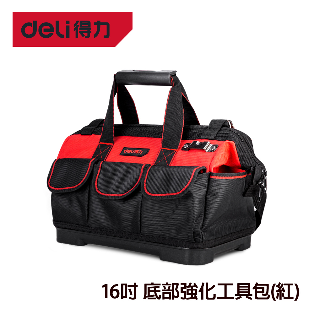 【DELI】得力工具 16吋 底部強化工具包(紅)(DL430316)