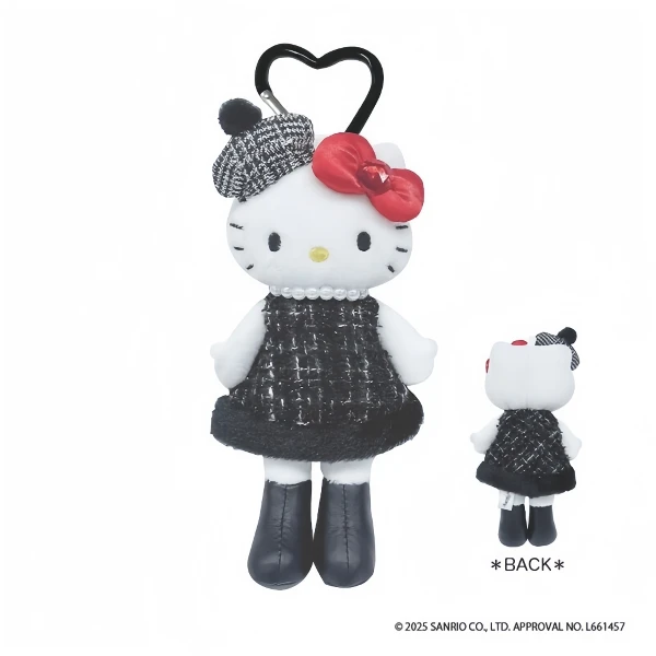 【SANRIO 三麗鷗】Hello Kitty長腿吊飾-黑色毛呢洋裝【平行輸入正品】(1入)