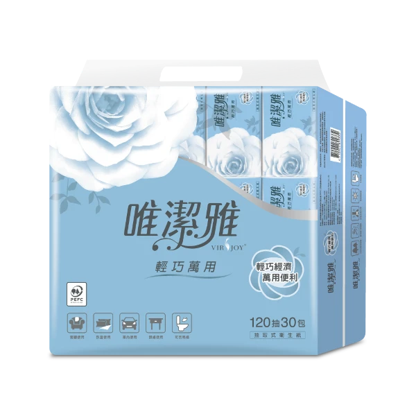 【唯潔雅】輕巧萬用抽取式衛生紙(120抽X30包X4袋)