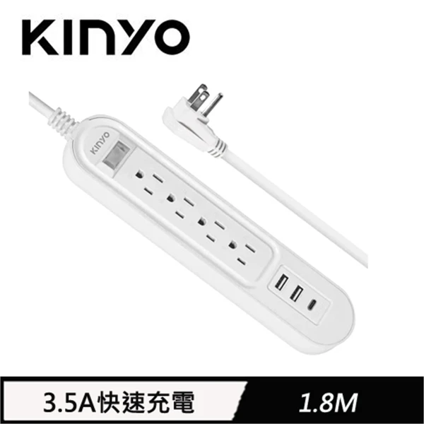 【KINYO 耐嘉】KINYO 1開4插USB延長線 CGCU-314 1.8M(6F)(KINYO 1開4插USB延長線 CGCU-314 1.8M(6F))