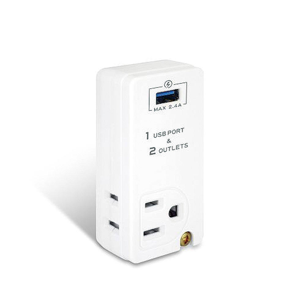 【Dr.AV 聖岡科技】TNT-62U 1USB+2插 壁插 分接插座 2.4A(快充 3轉2 新安規)