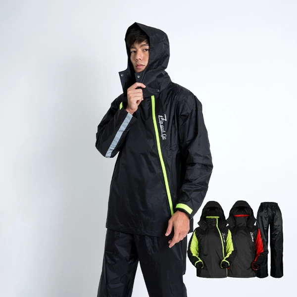 【outperform 奧德蒙】去去雨水走雙拉鍊兩截式風雨衣(1套)
