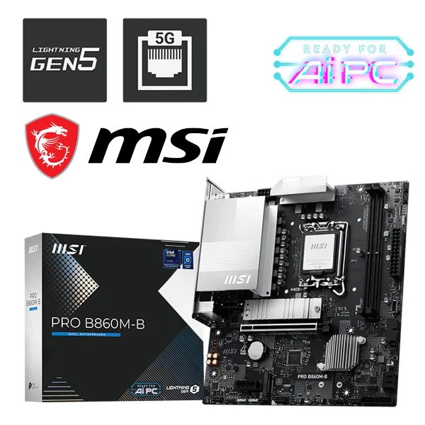 【MSI 微星】PRO B860M-B WIFI(M-ATX/1H1P/Realtek 5Gb/Wi-Fi 7+BT 5.4/2XDIMM/註冊四年保)
