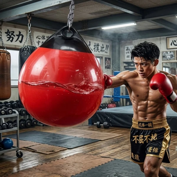 拳擊水球沙袋 加大型55*70cm 送不鏽鋼掛鏈+注水器 舒壓 泰拳 散打 擬真人打擊感 核心訓練(55*70cm)