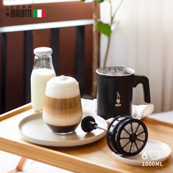 【BIALETTI 比亞樂堤】雙層手打奶泡器-1000ml(冷熱奶泡皆可打/免插電/奶泡杯/奶泡神器)(6杯份/1000ML)