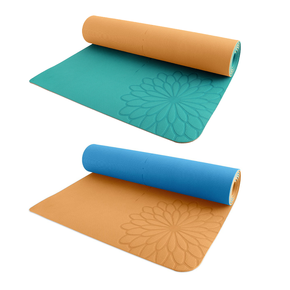 EASYOGA 環保TPE雙色瑜珈墊 附帆布收納袋 YME105(183x61cm)