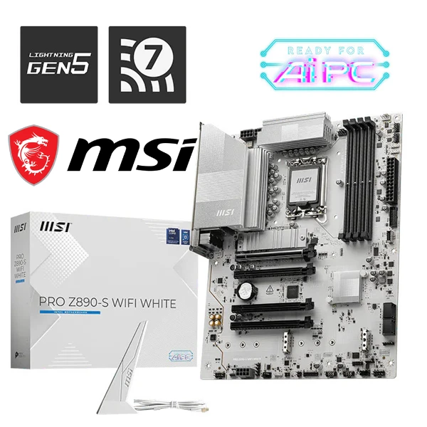 【MSI 微星】PRO Z890-S WIFI WHITE(ATX/1H1P/Realtek 2.5G/Wi-Fi 7+BT 5.4/雪白版/註冊四年保)