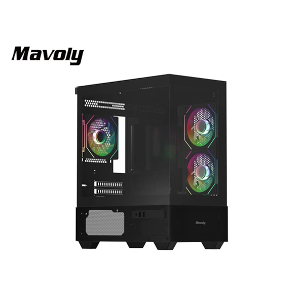 【Mavoly 松聖】4070+ 全景玻璃機殼(M-ATX/內建風扇側2後1/顯卡345mm/塔散165mm)