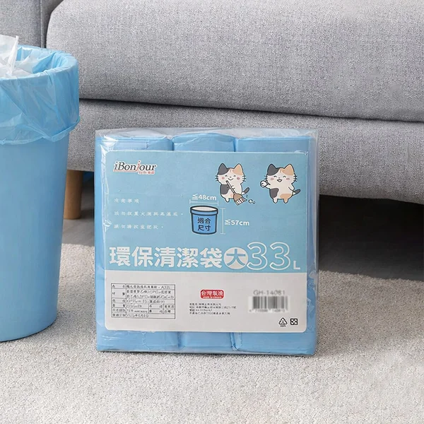 【一品川流】台灣製環保清潔袋(-大-33L-3入x6組)