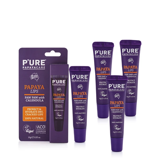 【Pure papayacare】木瓜護唇膏含金盞花(4入組  10g/條)