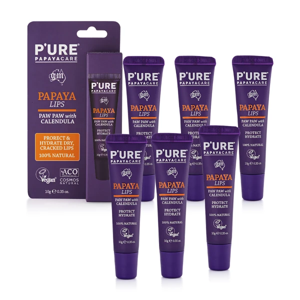 【Pure papayacare】木瓜護唇膏含金盞花(6入組  10g/條)