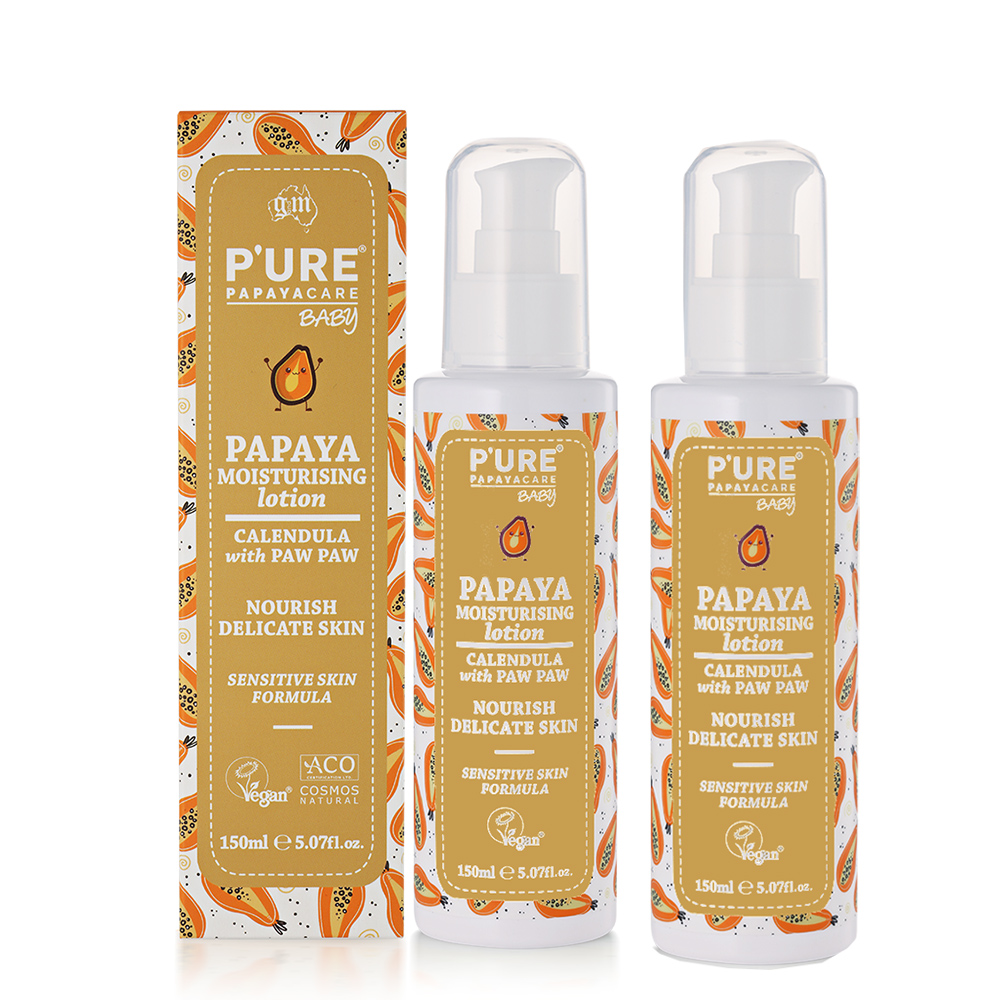 【Pure papayacare】木瓜嬰兒滋潤乳液含金盞花-2026年11月到期(2入組 150ml/瓶)