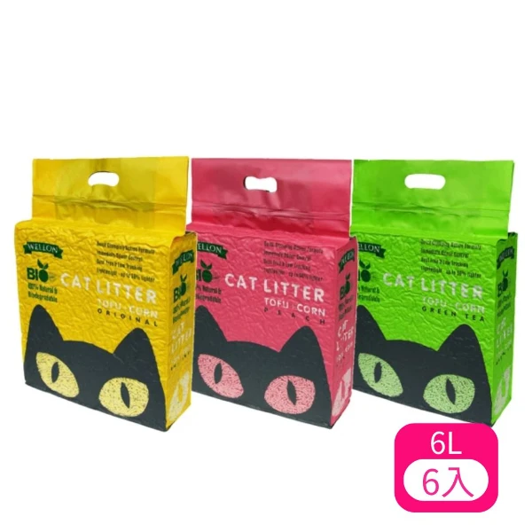 【BIO】BIO細顆粒2.0豆腐砂6L(約 2.55Kg)/原味/綠茶/水蜜桃(*6入組 購買二件贈送泰國寵物喝水神仙磚《淨水神仙磚》 (重量超過20kg除外))