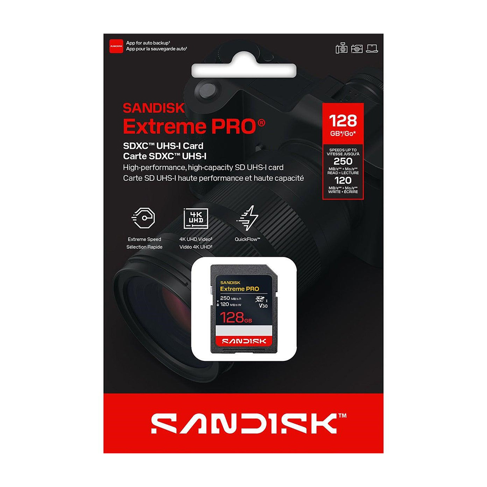 【SanDisk】Extreme PRO 128G SDXC U3 V30 高速 相機用記憶卡(128GB)
