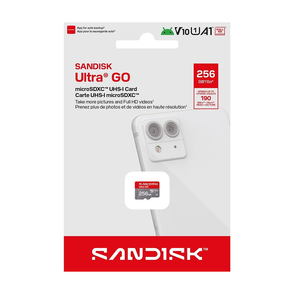 【SanDisk】ULTRA GO 256G V10 A1 microSD 記憶卡 190MB/s(256GB)