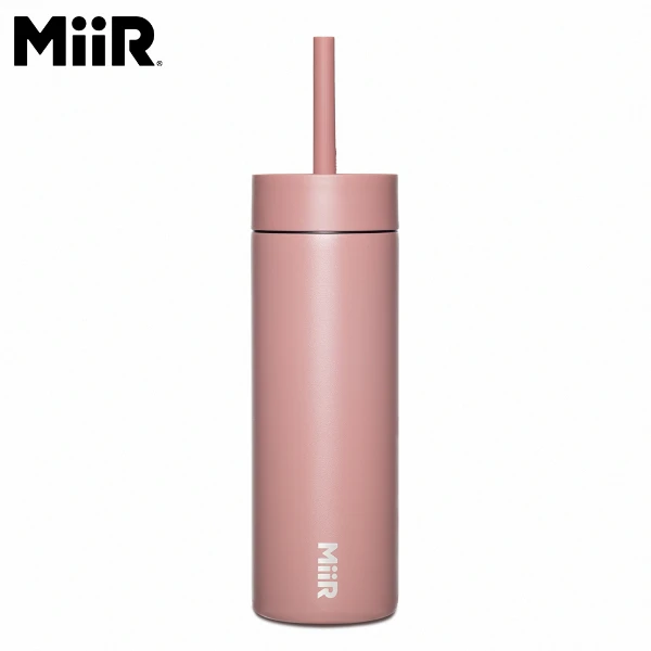 【MiiR】Sipper Straw Bottle 雙層真空 保溫/保冰 吸管上蓋 隨身瓶-玫瑰木粉(16oz/473ml )
