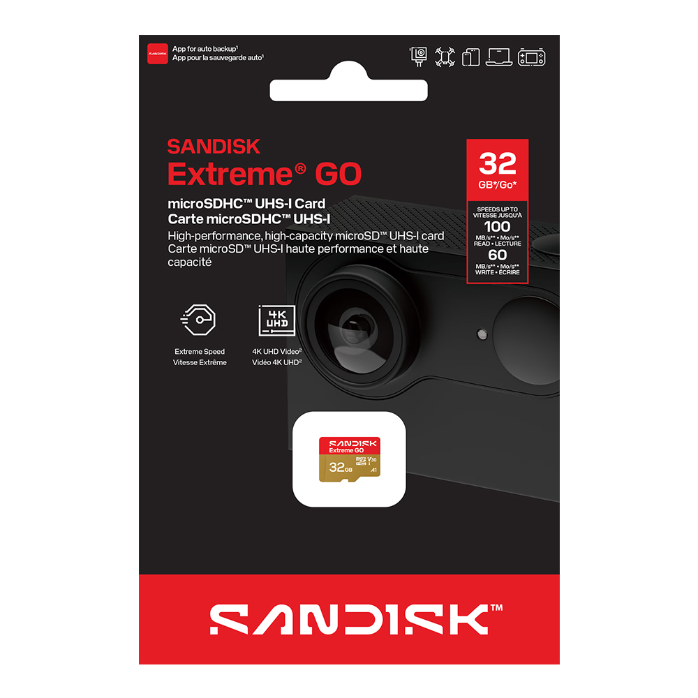 【SanDisk】Extreme GO 32G V30 UHS-I microSD 記憶卡(32GB)