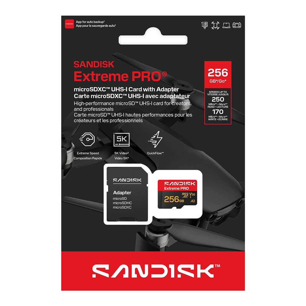 【SanDisk】Extreme PRO 256G microSD U3 V30 5K 高速 記憶卡(256GB)