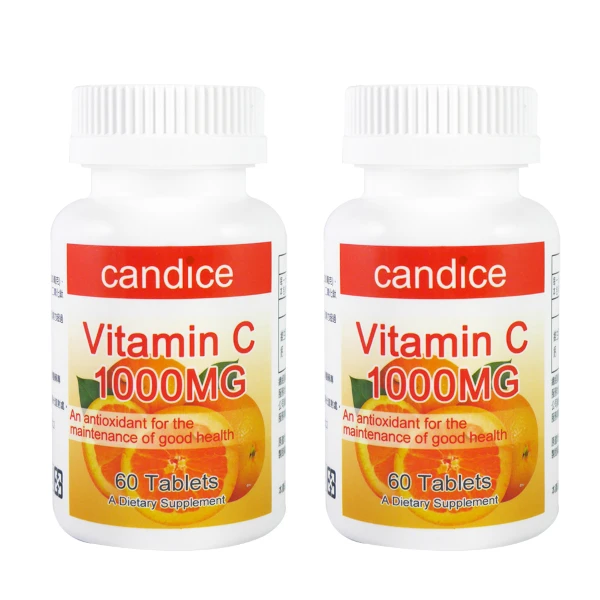 【Candice 康迪斯】左旋維他命C錠 / 維生素C1000毫克 (兩瓶組(60錠/瓶))
