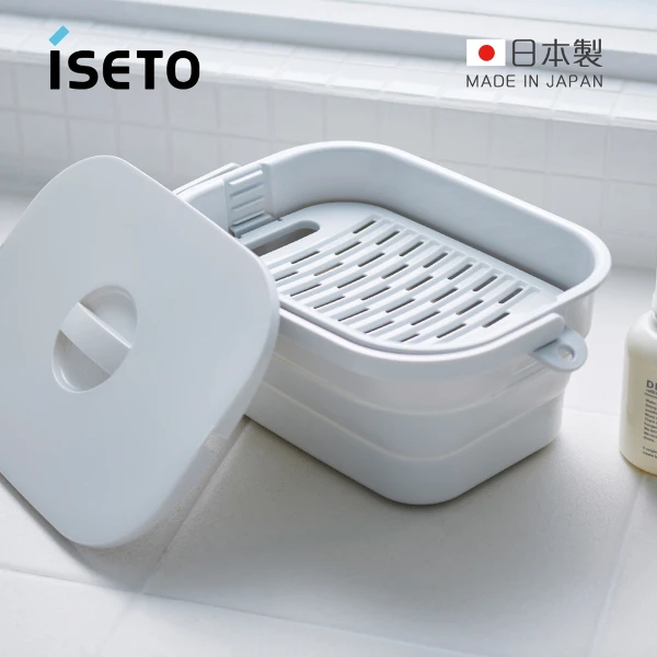 【ISETO】日製方形伸縮折疊式洗衣浸泡桶(附蓋/7L/多色可選)
