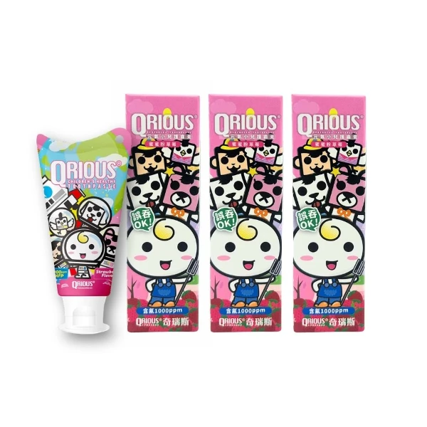 【奇瑞斯】紫錐菊護齒兒童牙膏-蜜蜜粉草莓-3入組(60g)