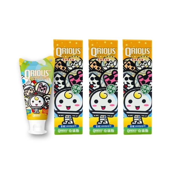 【奇瑞斯】紫錐菊護齒兒童牙膏-經典黃金柚-3入組(60g)