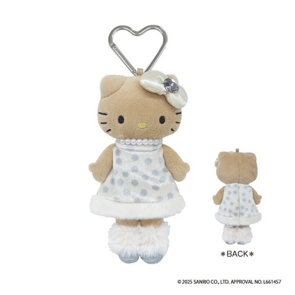【SANRIO 三麗鷗】Hello Kitty長腿吊飾-白色點點洋裝【平行輸入正品】(1入)