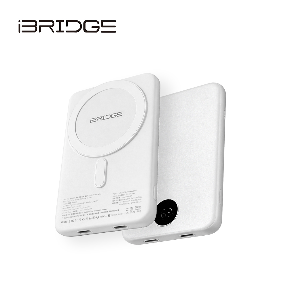 Ibridge 【iBRIDGE】5000mAh固態電池極薄快充無線行動電源(型號:IBM006) - 全聯全電商