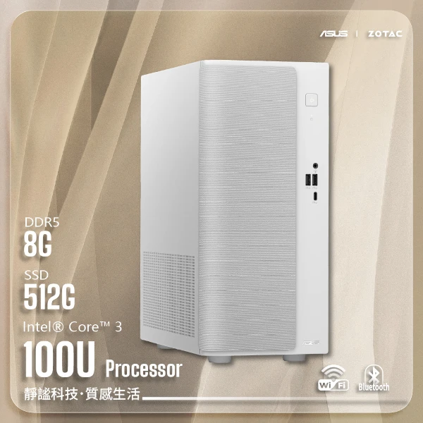 【ASUS 華碩】Mini tower 生產力工作機-含原廠有線鍵鼠組｜FORT巡航者(V501MV/C3-100U/8G/512G SSD/Win11試用版)