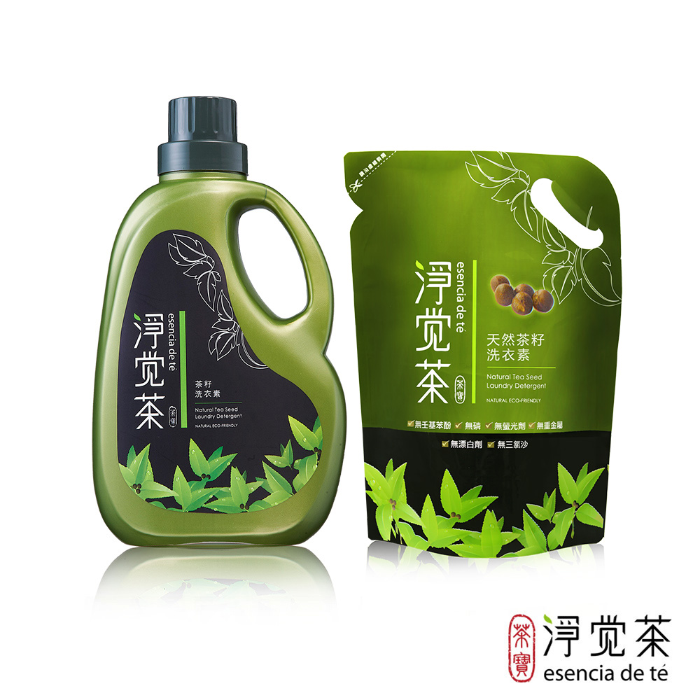 【TEAPOWER 茶寶】淨覺茶 天然茶籽洗衣素(2.3kg+補充包1.8kg入組)