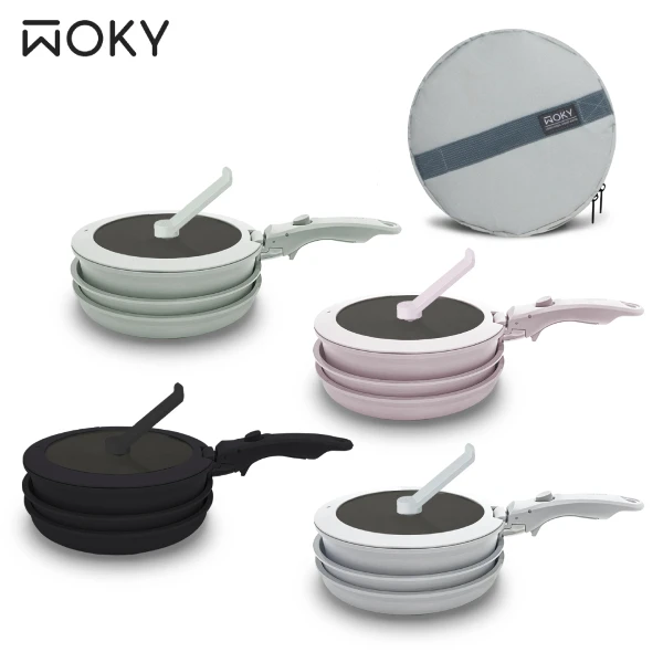 【WOKY 沃廚】TICERA®系列塔塔鍋 -可疊不沾鍋 (含可拆式把手)(22CM)