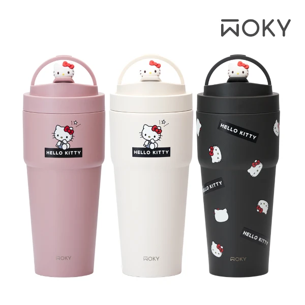 【WOKY 沃廚】SANRIO三麗鷗聯名–[●●]渾圓杯+上蓋吸管塞(770ML)