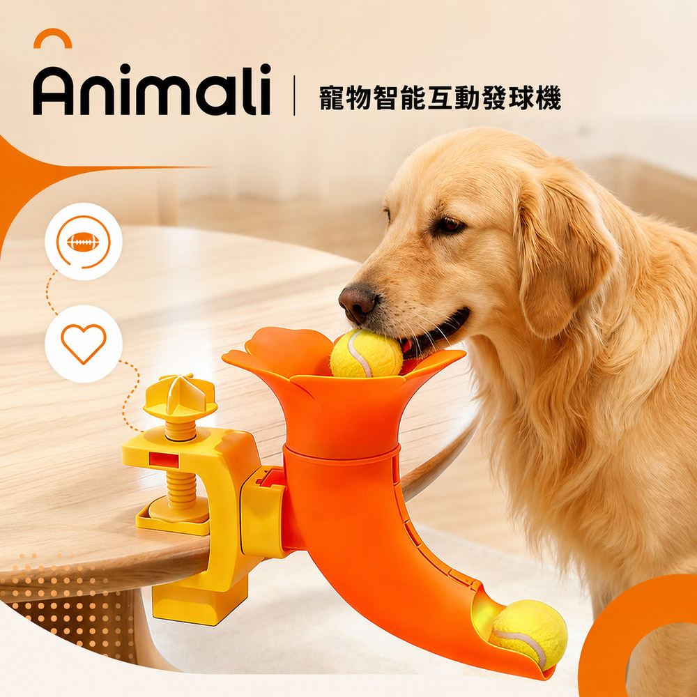 【Animali】寵物智能互動發球機(花款)